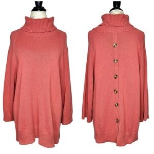 Soft Surroundings | Women | Rust Wool Blend Button Up Turtleneck Sweater | Large